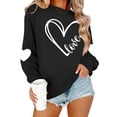 thumbnail image 4 of WHLBF Blouse for Women Long Sleeved Round Neck Hearted Printed Sweatshirts Black XL, 4 of 9