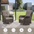 thumbnail image 3 of PARKWELL 4-Piece Outdoor Patio Furniture Set 5-Seat High Back Conversation Set with 41" Fire Pit Table and Swivel Glider for Patio Garden Deck,Brown Wicker Gray Cushions, 3 of 9