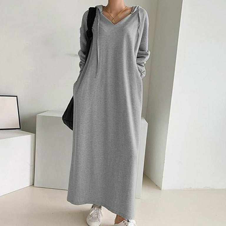 felpa lunga sweater dress Oversized Cable Knit - Turtleneck Maxi Dress With Pockets Midweight European French Terry (95% Cotton Marcella Elba Long Sleeve Sweatshirt