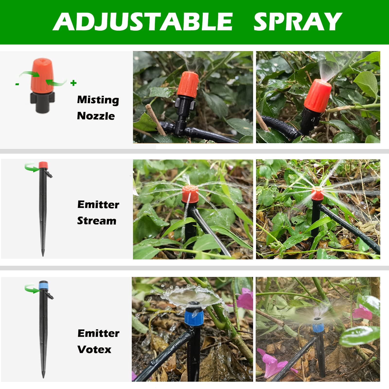 240FT Drip Irrigation System Kit, Automatic Garden Watering Misting System for Greenhouse Yard Lawn