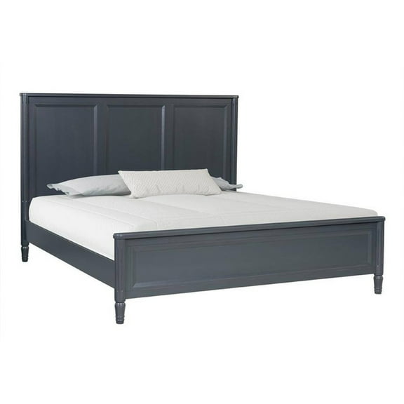 Alta King Size Bed, Classic French Design, Malta Blue Solid Wood Frame