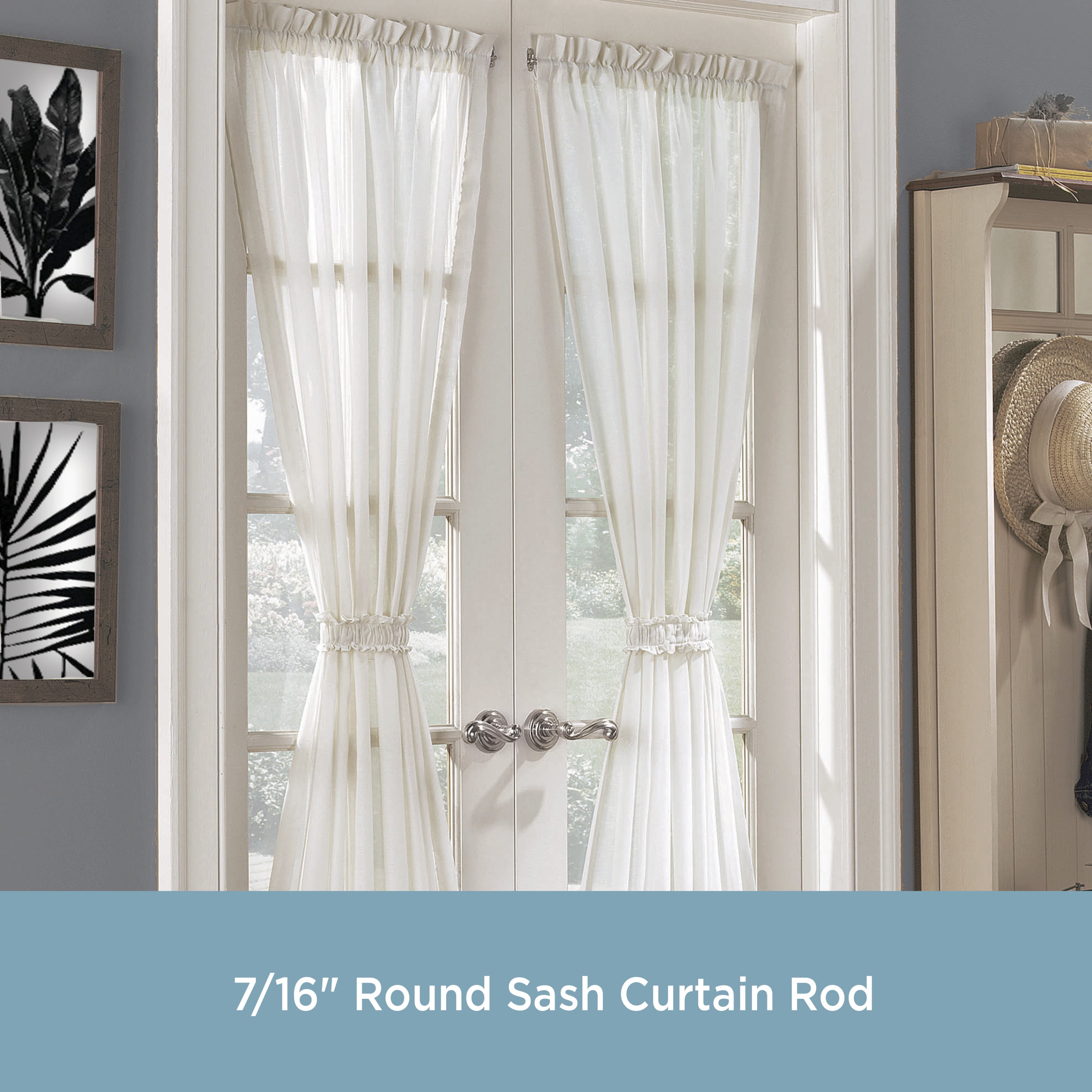 Kenney 7/16" Round Sash Curtain Rod 48-84 Inch White Finish