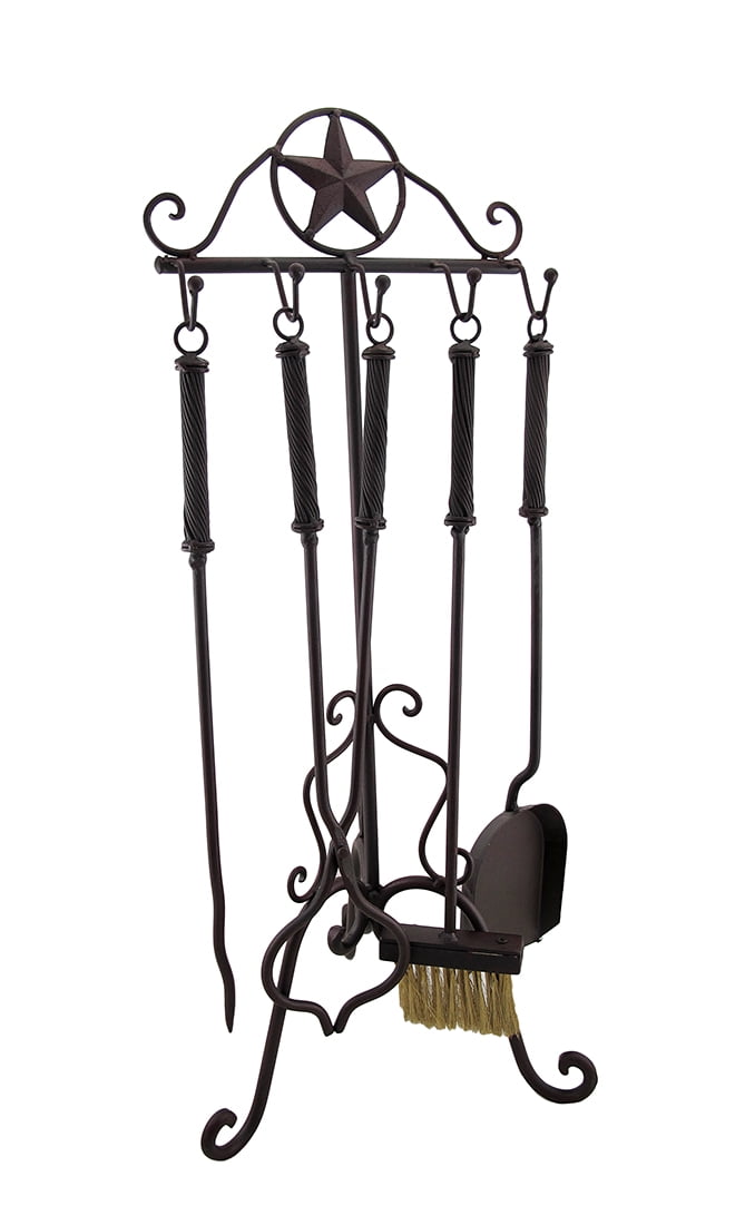 Rustic Western Star Wrought Iron Fireplace Tool Set Walmart Com