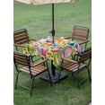 thumbnail image 3 of Easter Colorful Eggs Outdoor Tablecloth - 54x54 Inch Square Dining Table Cover, Spring Floral Polka Dot Green Striped Waterproof Outdoor Table Cloth with Umbrella Hole & Zipper for Picnic/Patio/Party, 3 of 7