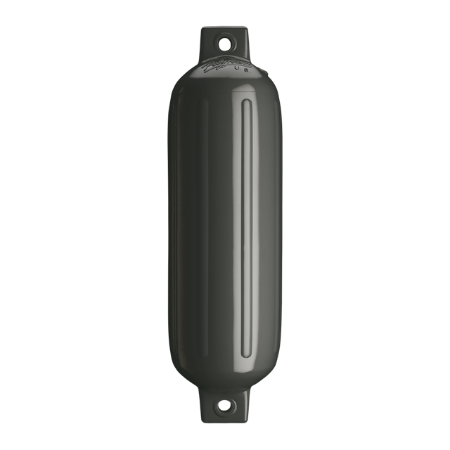 Polyform Boat Fender 97-141-463 G-4 Graphite; Ribbed; Cylinder; Twin Eye Design; Graphite; PVC; Single