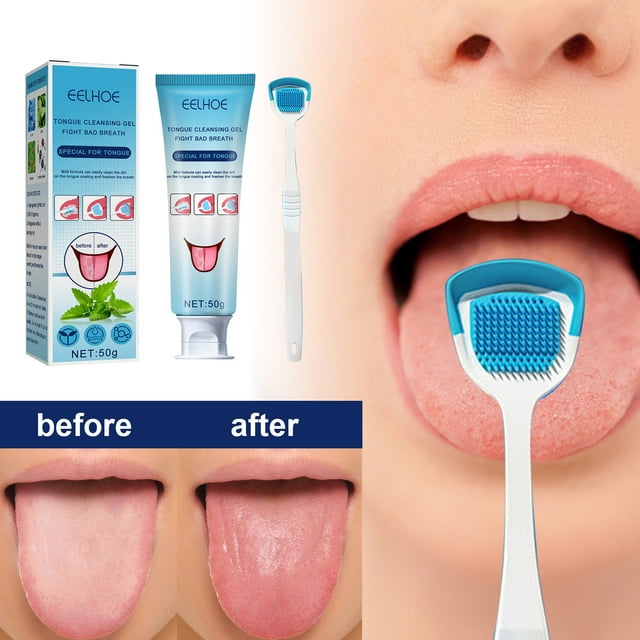 Ganfancp El Cepillo Limpiador de Lengua y El Raspador Lingual Pueden Refrescar El Mal Aliento Ofertas Del Día Liquidación 1 Cepillo de Dientes 1 Dentífrico