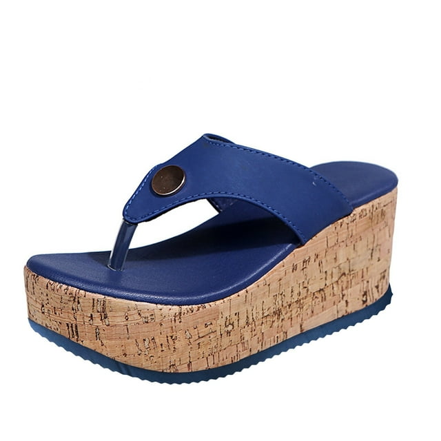 Kcodviy Extérieur Talon Compensé Femmes Femmes Flip Flops Taille 11 Grand Loisirs Chaussures Respirantes Décontractées à Talon Flip Flops pour Femmes Pantoufles Pantoufle pour Femmes
