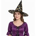 thumbnail image 2 of PMU Halloween Party Accessories Decoration Costume Witch Hats Black/Gold Polyester Pkg/1, 2 of 8