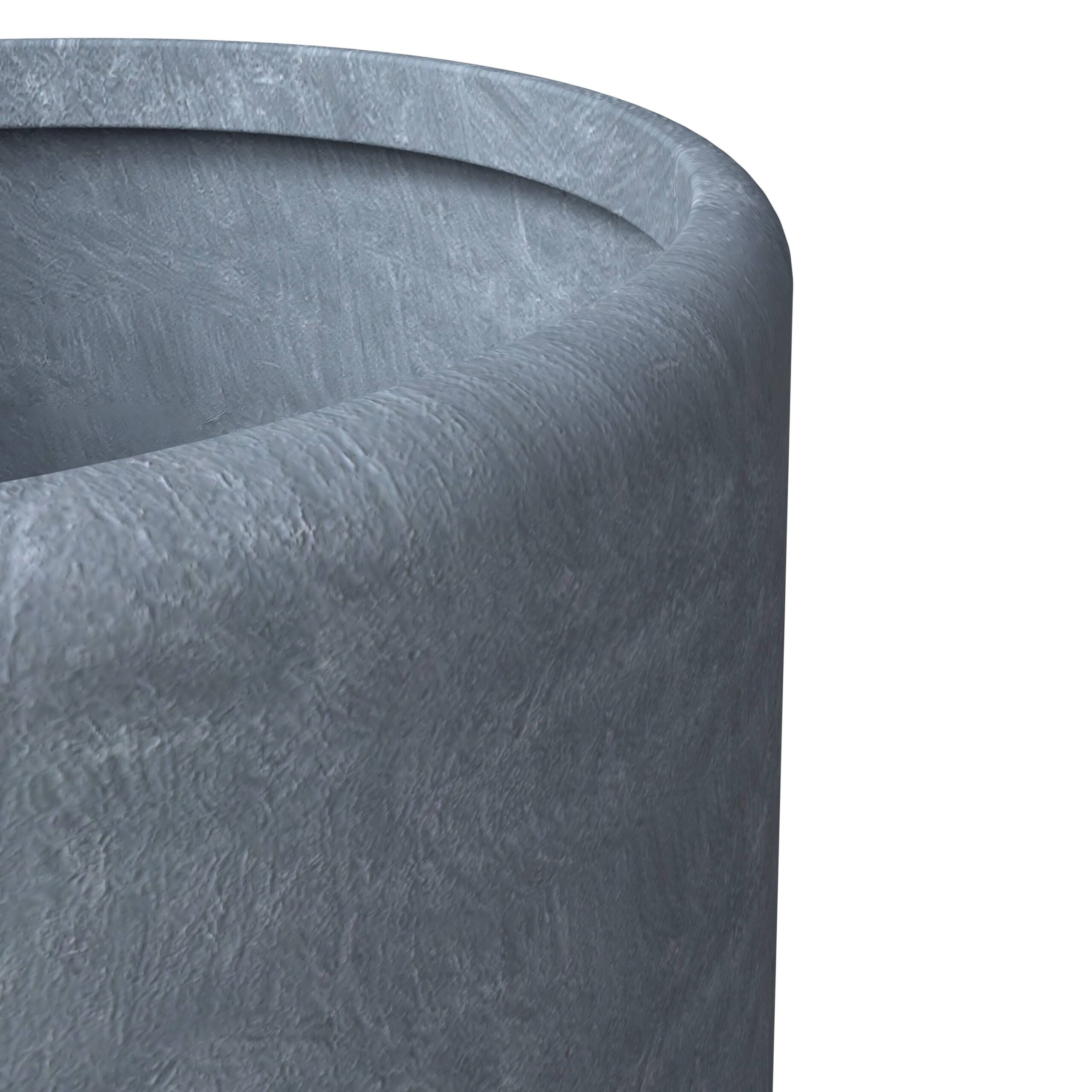 LeisureMod Tundra Fiberstone and MGO Clay Planter, Mid-Century Modern Round Planter Pot for Indoor and Outdoor (Aged Concrete, 14 Inch)