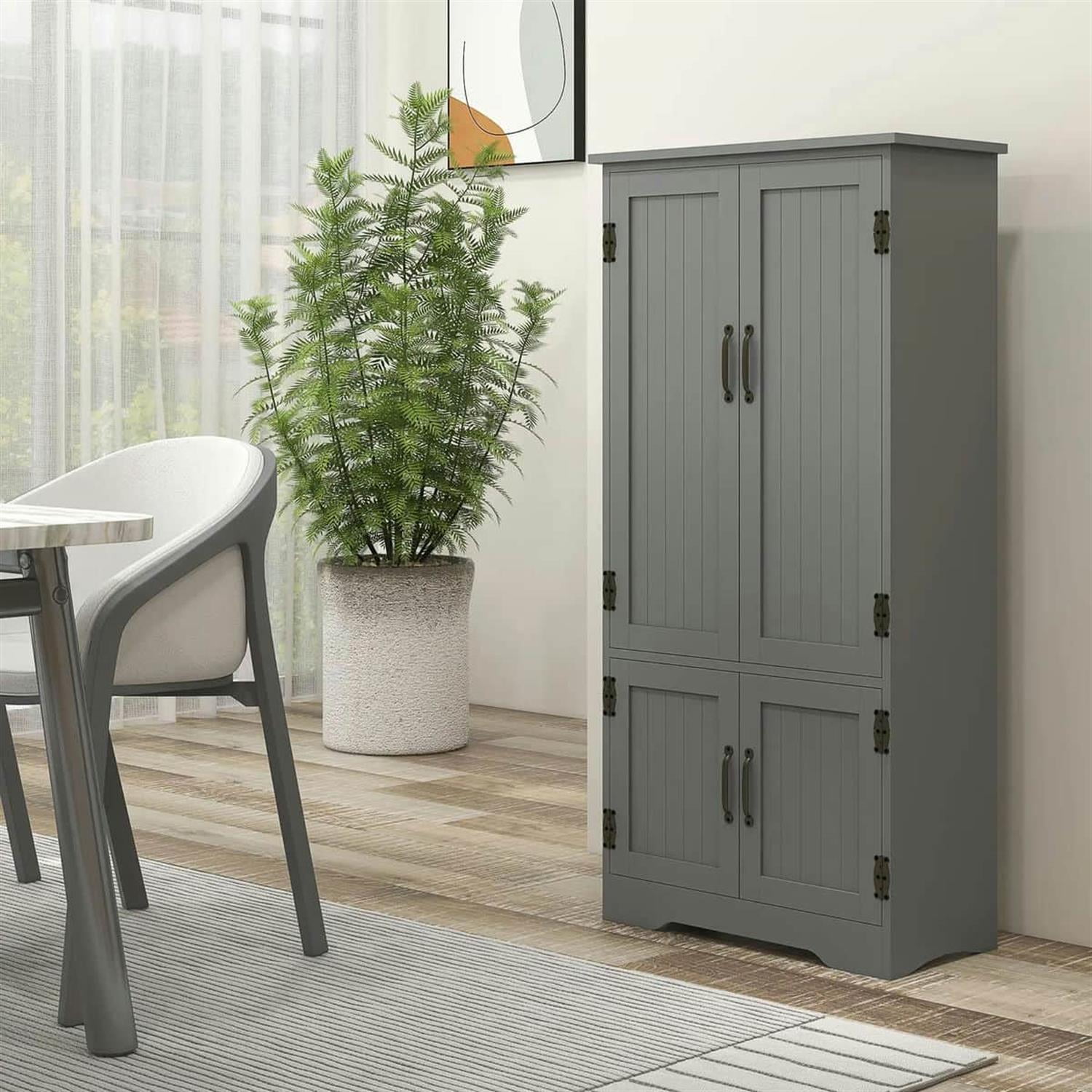 Demi Bonn 48" Modular Storage Cabinet with 2 Sliding Doors, Spacious Shelving for Kitchen Pantry, Easy Assembly, Gray