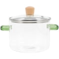 thumbnail image 6 of IDEANATEGRATE 1Pack Transparent Stew Pot With Wood Lid For Kitchen Cooking 6.7x5.9x5.9in, 6 of 8