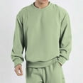 thumbnail image 5 of GuangCheng Mens Waffle Knit Crew Neck Sweatshirts,Baggy,Pullover,Soft,Breathable,Comfortable Loungewear Tops,Green,Size M, 5 of 7