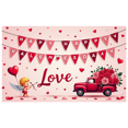 thumbnail image 3 of Valentine's Day Banner Heart Balloons Pink Roses Gift Box Backdrop Party Supplies Photography Props Romantic Decorations Festive Décor Background, 3 of 4