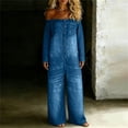 thumbnail image 7 of AHTJRT Denim Romper for Women Off Shoulder Long Sleeve Button Down Jumpsuits Loose Wide Leg Jeans Overalls with Pockets Blue XL, 7 of 7
