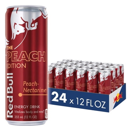 Red Bull Peach Edition Energy Drink, 12 fl oz, Pack of 24 Cans