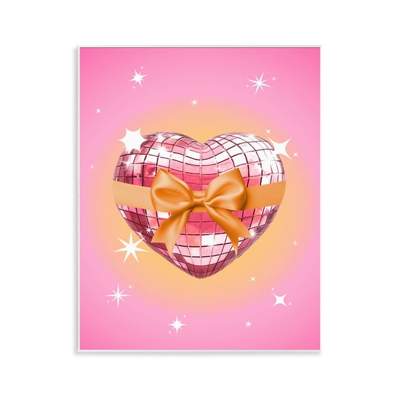 Stupell Industries Heart Disco & Ribbon Music Painting Unframed Art Print Wall Art, 11 x 14