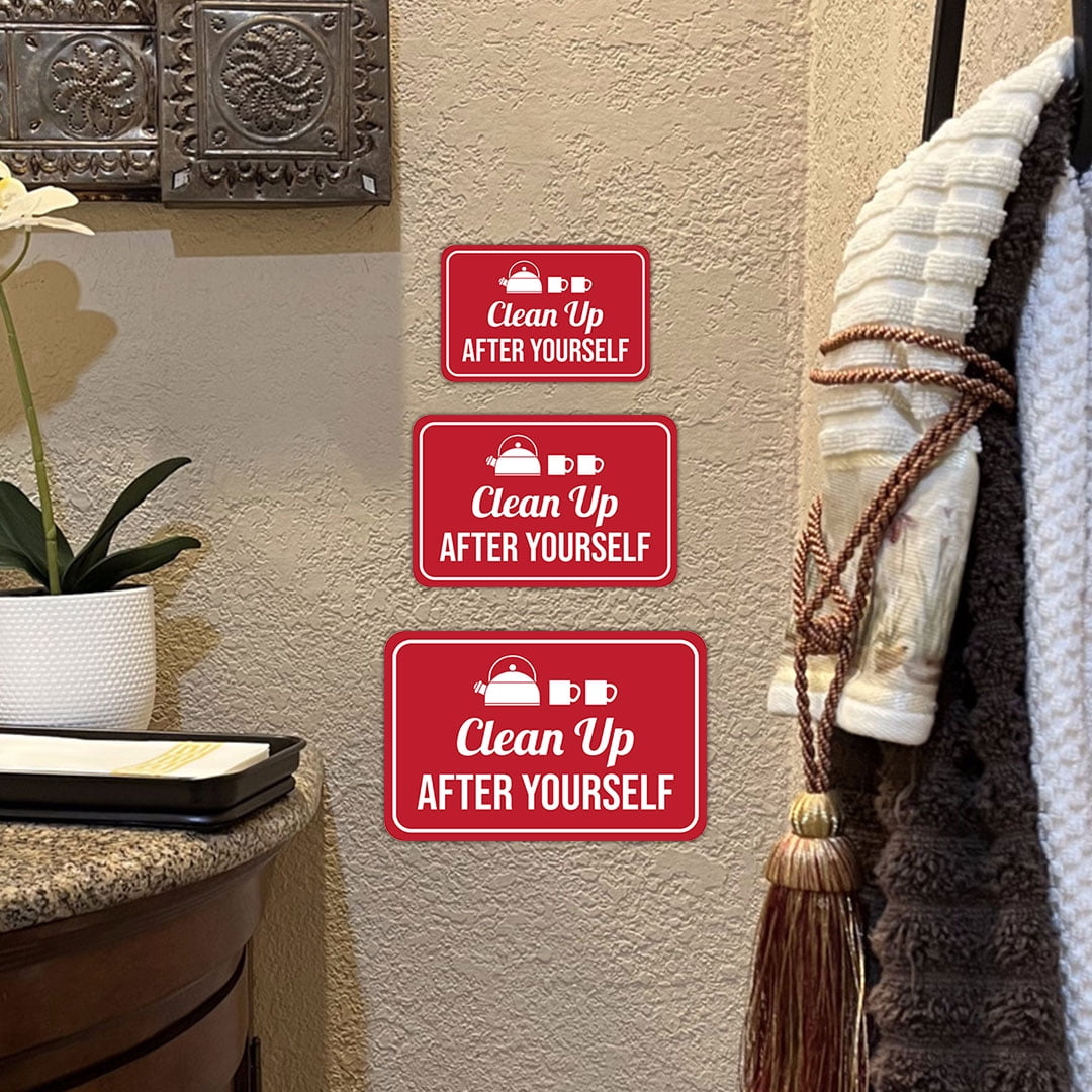 Classic Framed Plus Clean Up After Yourself Wall or Door Sign | Shared Kitchen Cleanliness and Hygiene - Medium