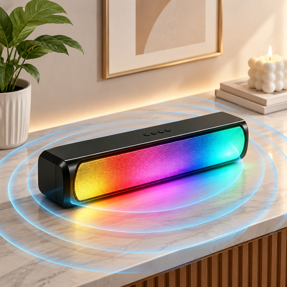 Wireless Bluetooth Soundbar with RGB Lights,Portable Speaker for Home,Party,Office, Gaming, Outdoor, Travel,Black