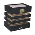 thumbnail image 4 of Joyero Bandeja para joyas Organizador de joyas con compartimentos para anillos Pulseras Negro, 4 of 6