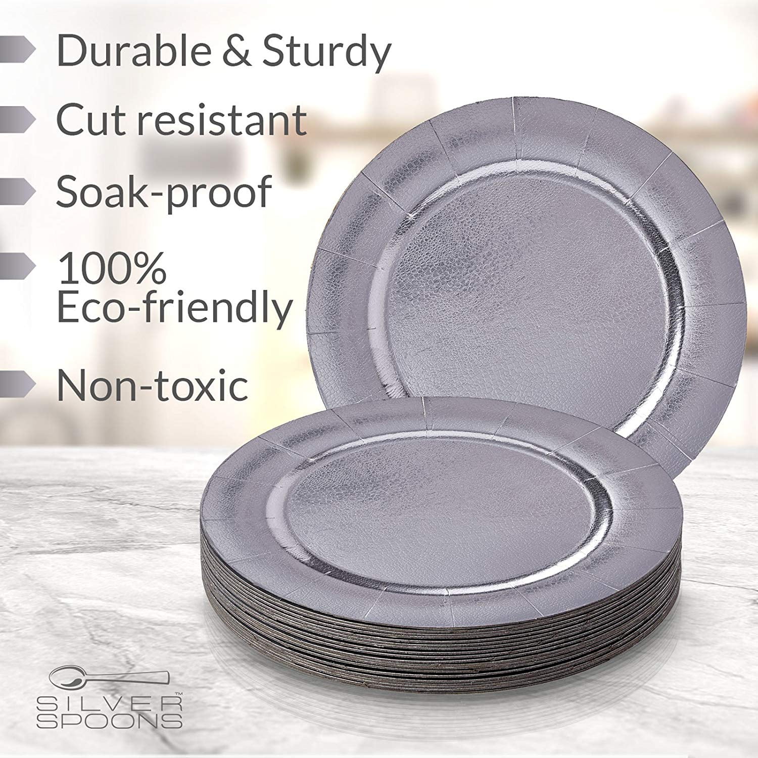 Disposable Round Charger Plates 20pc Metallic Silver Walmart Com Walmart Com