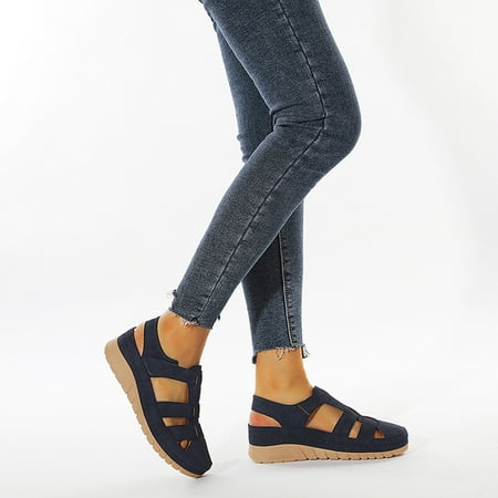 

LnjYIGJ Women s Wedges Shoes Women s Summer Solid Color Hollow Out Wedge Comfortable Soft Women s Sandals