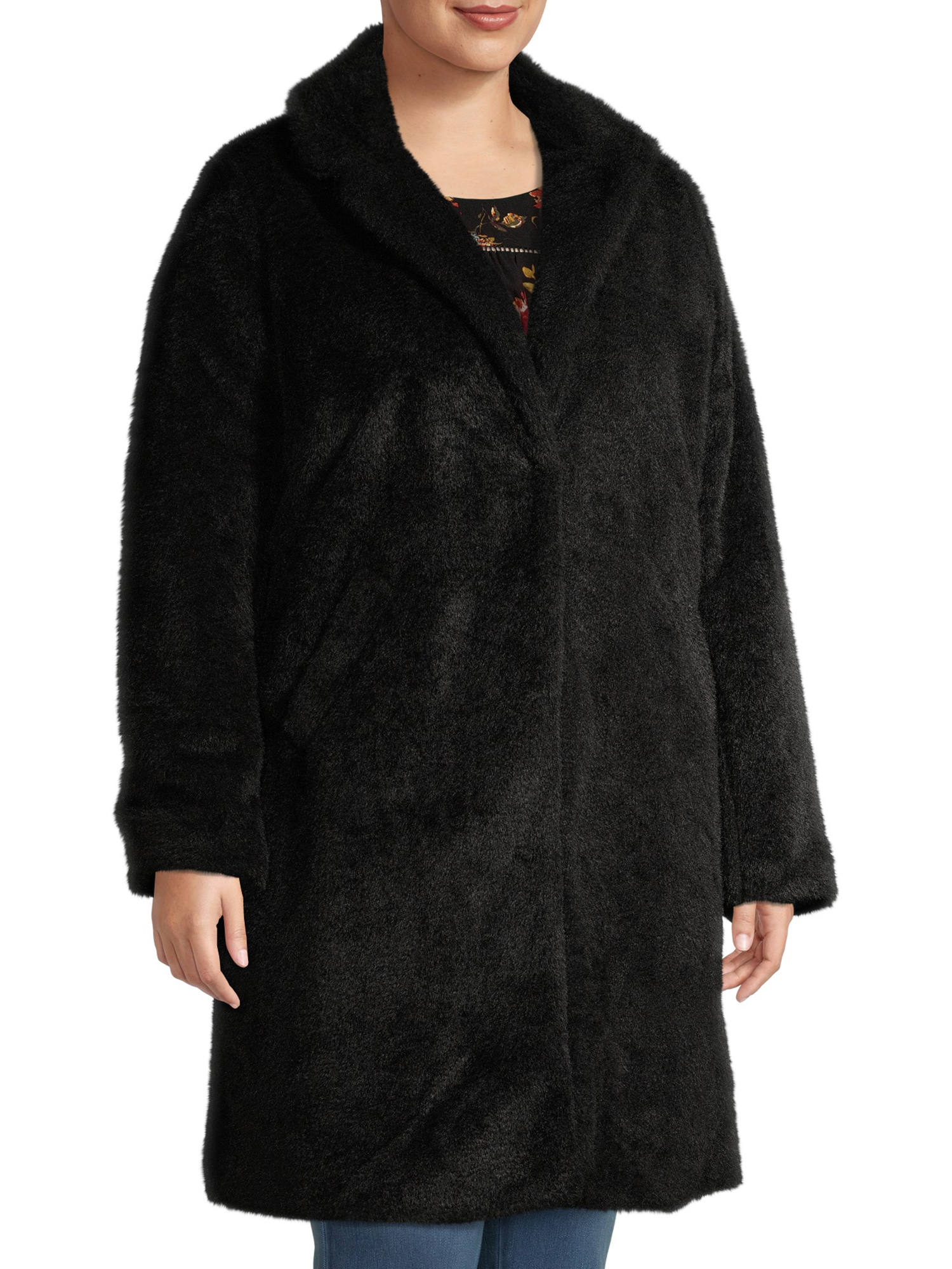 Mark Alan Womens Plus Size Single Breasted Faux Sherpa Coat 2021