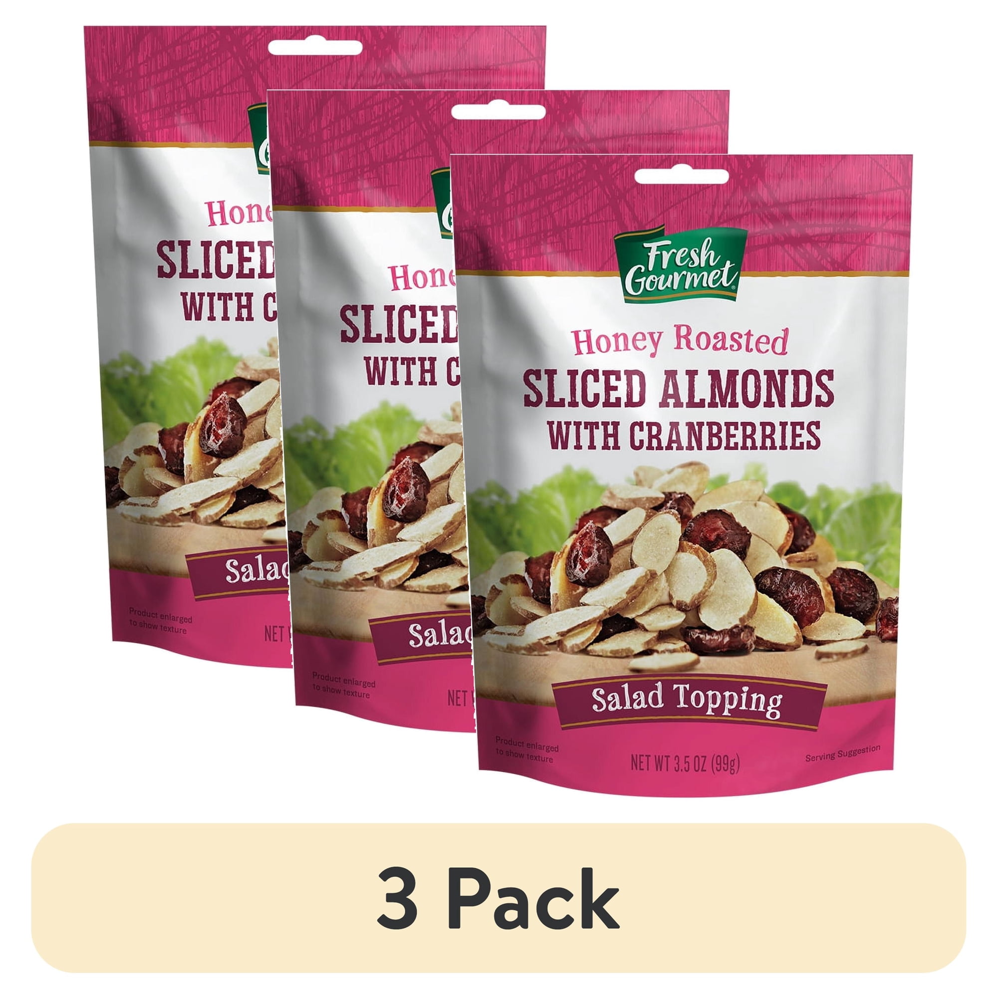 (3 pack) Fresh Gourmet Honey Roasted Sliced Almonds with Cranberries 3.5 oz
