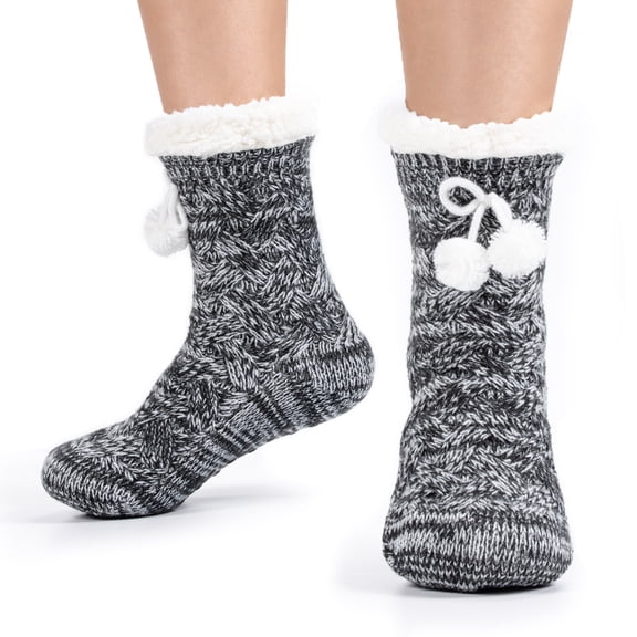 Fuzzy Slipper Socks for Women Fluffy Cozy Cabin Winter Warm Soft Fleece Comfy Thick Socks with Grips
