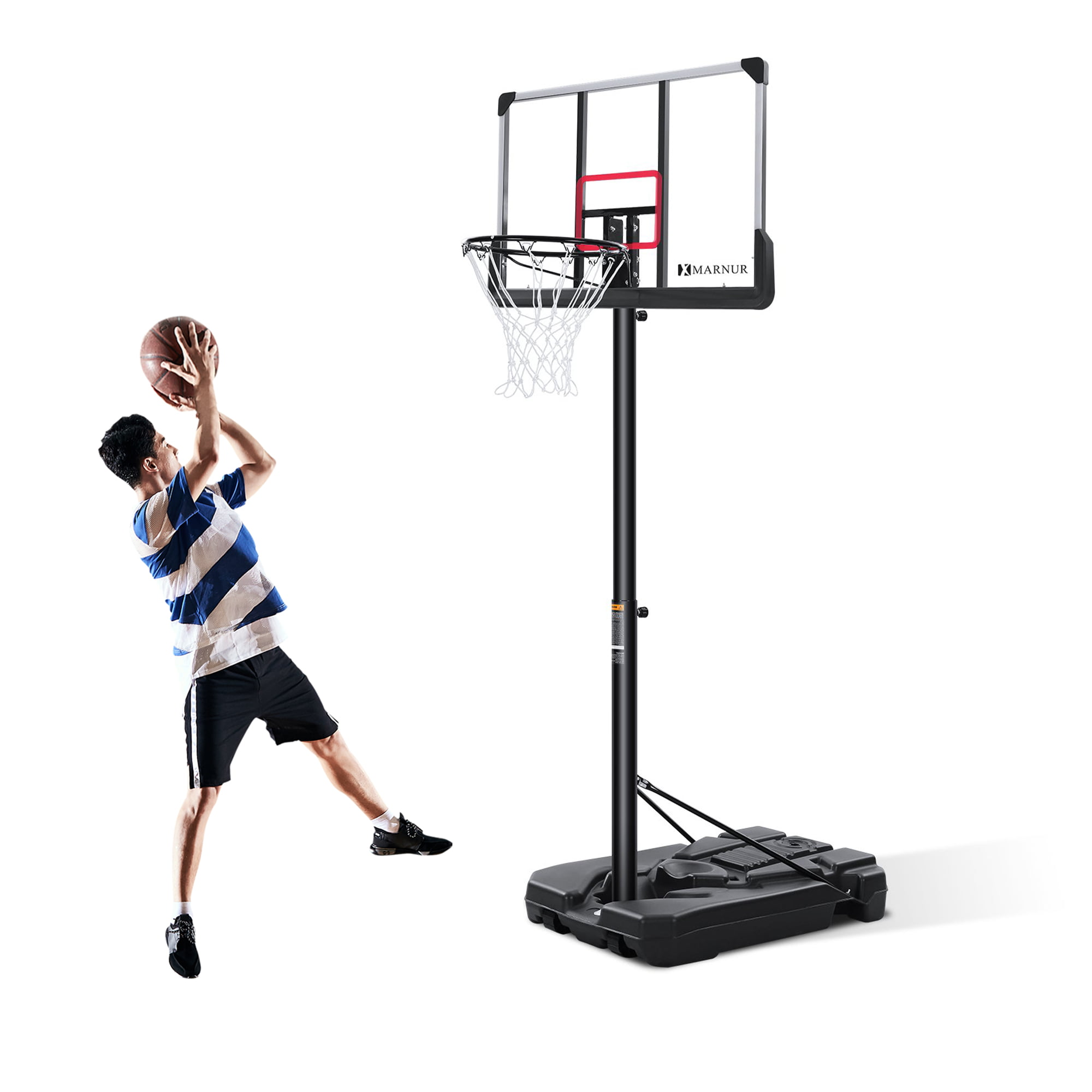 Portable Basketball Hoop Goal Adjustable 44-Inch Backboard Pole Outdoor Sport 