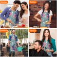 thumbnail image 4 of Pioneer Flower Floral Print Pattern Apron-Garden Aprons for Women with Pockets-Cotton Linen Waterproof Kitchen Cooking Gardening Aprons Adjustable for Kitchen,Cooking,BBQ and Salon 33x27 Inch, 4 of 7