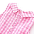 thumbnail image 6 of Ticikt Girls Gingham Sleeveless Top, Baby/Toddler Plaid Peter Pan Collar Blouse, Casual Tank Shirt,Pink, 6 of 7