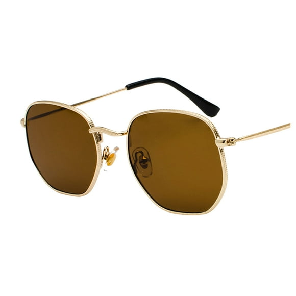 Maytalsory Small Square For Unisex Fashionable Polarized Lens Men Women Fashion Small Frame Sun Glasses PC gold tea flake C5 1Set