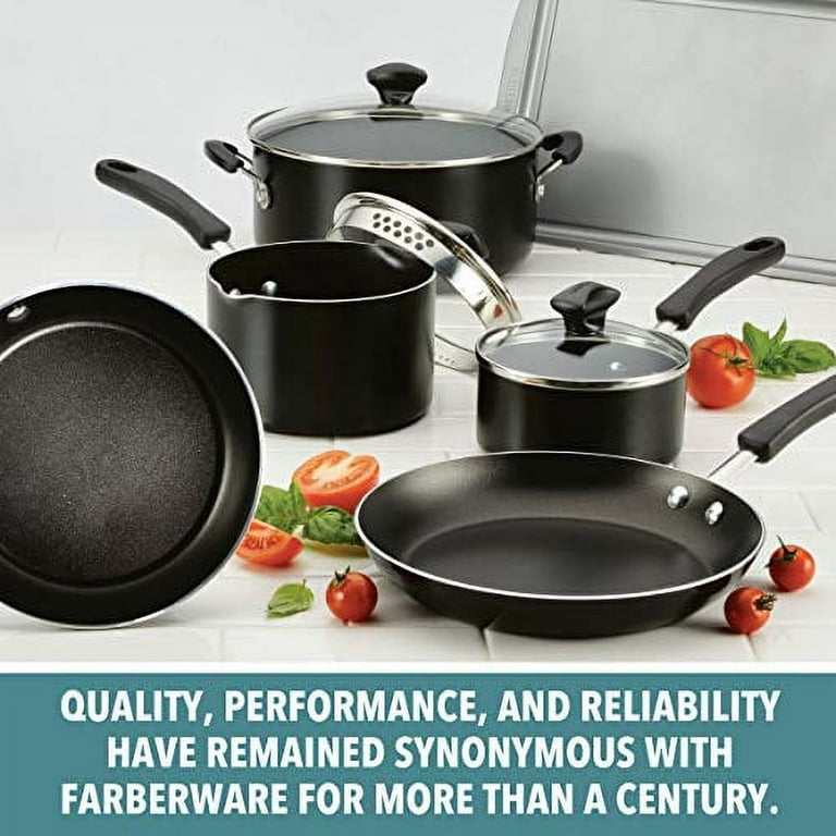Farberware 15-Piece Easy Clean Aluminum Nonstick Pots and Pans Set/Cookware  Set, Black