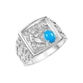 thumbnail image 3 of RYLOS Men's Rings 14K White Gold Rings Lucky Nugget Horse Head 6X4MM Oval Gemstone & Diamond Ring Turquoise December Birthstone Rings For Men Size 13, 3 of 7