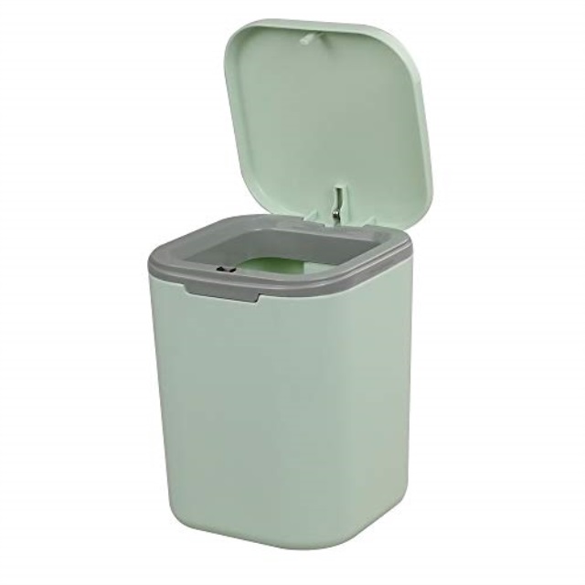 hommp tiny countertop trash can, 0.5 gallon with pushbutton (green