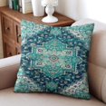 thumbnail image 2 of Carpet Inspired Green Boho Pillow Covers 18x18 inch - Soft Cotton, Monaco Rug Pattern, Set of 2, 2 of 7