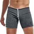 thumbnail image 5 of WAENQINLA Men's Casual Lounge Shorts Solid Color Slim Fitted Workout Shorts Stretchy Ribbed Texture Drawstring Activewear Shorts Dark Gray Shorts,Size S-2XL, 5 of 6