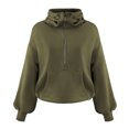 thumbnail image 4 of Amazhiyu Womens Half Zip Sweatshirts Cropped Hoodies Pullover Drawstring Long Sleeve Fall Casual Tops with Pocket, 4 of 8