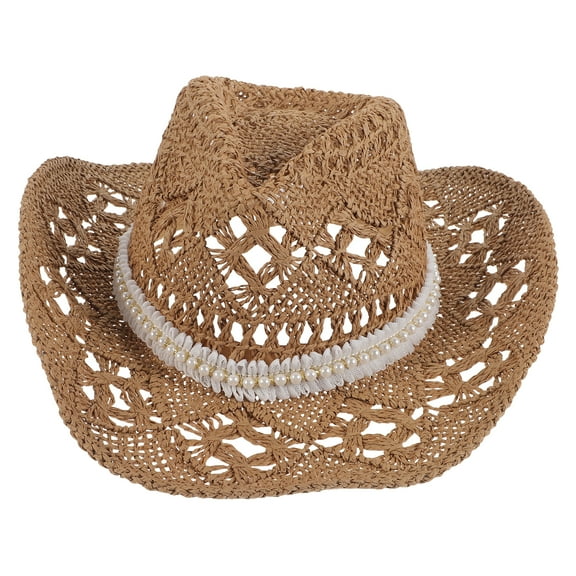 FRCOLOR Gold Cowgirl Hat Sequin Summer Women's