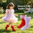 thumbnail image 2 of TELOLY 3Pairs Kids Socks,6-8 Years Old Ruffle Socks,Lace Ruffle Socks ,Ruffle Socks For Girls, 2 of 7