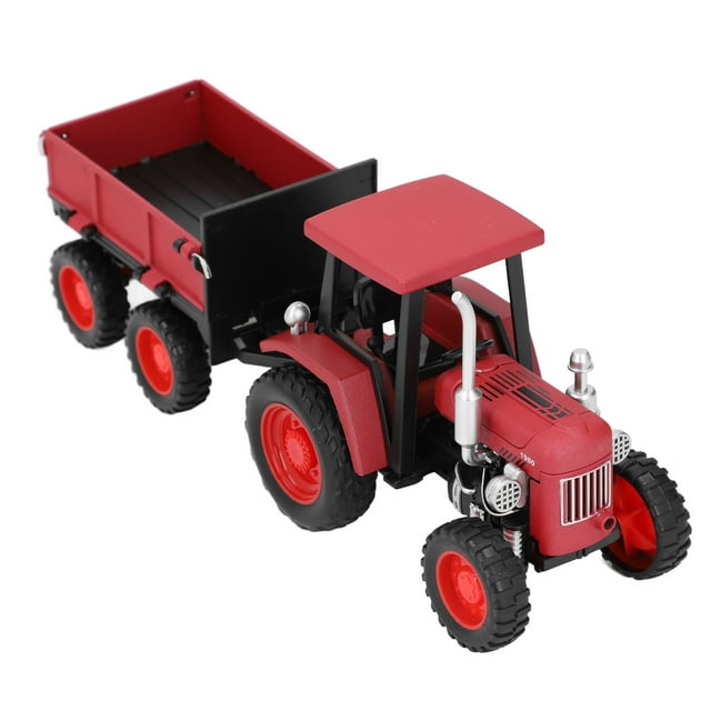 Small Toy Tractor, Tractor Vehicle Playset Farm Vehicle Toy for Kids, Vintage Tractor Toy for Kids, 4 Wheel Trailer Model Vehicle Ornament for Daily Entertainment