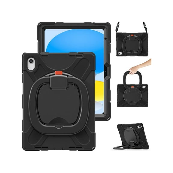 Case for iPad 10th Generation 2022 10.9 Inch Model A2696 A2757 A2777, Rugged Heavy Duty Shockproo cover with Pencil Holder/360 Degree Kickstand/Hand Grip/Shoulder Strap