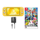 thumbnail image 1 of Nintendo Switch Lite Handheld Console Yellow Refurbished Bundle with Super Smash Bros. Ultimate Game, 1 of 5