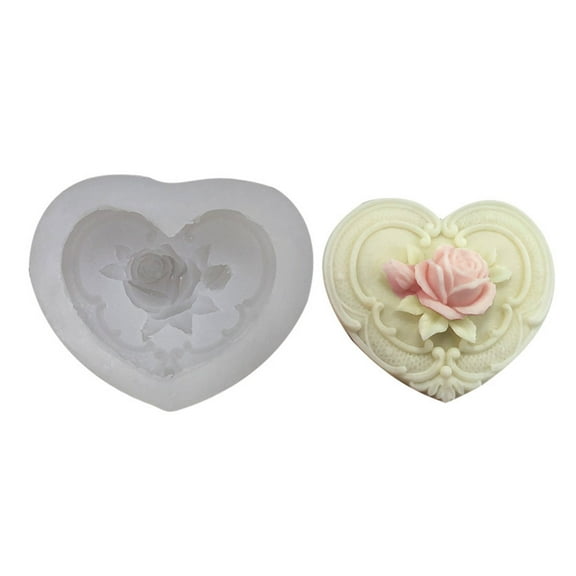 Necvior Heart Rose Silicone Mold Candle Aromatherapy Soap Making Mould