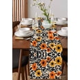 thumbnail image 4 of Orange Yellow Black Botanical Table Runner 70 Inches, Modernism Floral Spring Bed Runner Dresser Scarves Tabletop for Indoor Outdoor Parties/Ceremony/Banquet, 13" x 70", 4 of 8