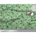 thumbnail image 2 of Soimoi Modal Satin Fabric Floral,Fish & Deer Cartoon Printed Fabric 1 Yard 42 Inch Wide, 2 of 3