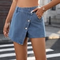 thumbnail image 6 of Kaemgyyd Denim Shorts Women Casual High Waisted Button up Asymmetrical Jean Skort Skirt Fashion Mini Shorts Streetwear, 6 of 7
