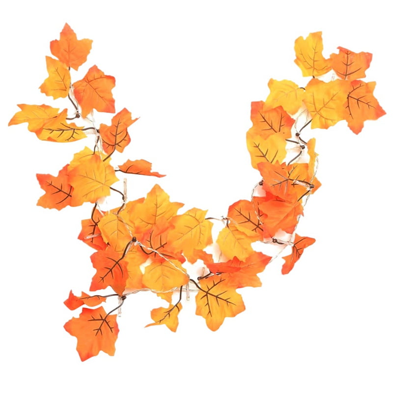 G-real Pumpkin Maple Leaves Garland 1.8M LED Thanksgiving Decorations Lighted Fall Garland