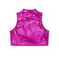 thumbnail image 4 of Xnihocha Kids Girls Sleeves Turtleneck Metallic Crop Top for Ballet Dance Gymnastic Athletic Sports Rose Red 6, 4 of 5