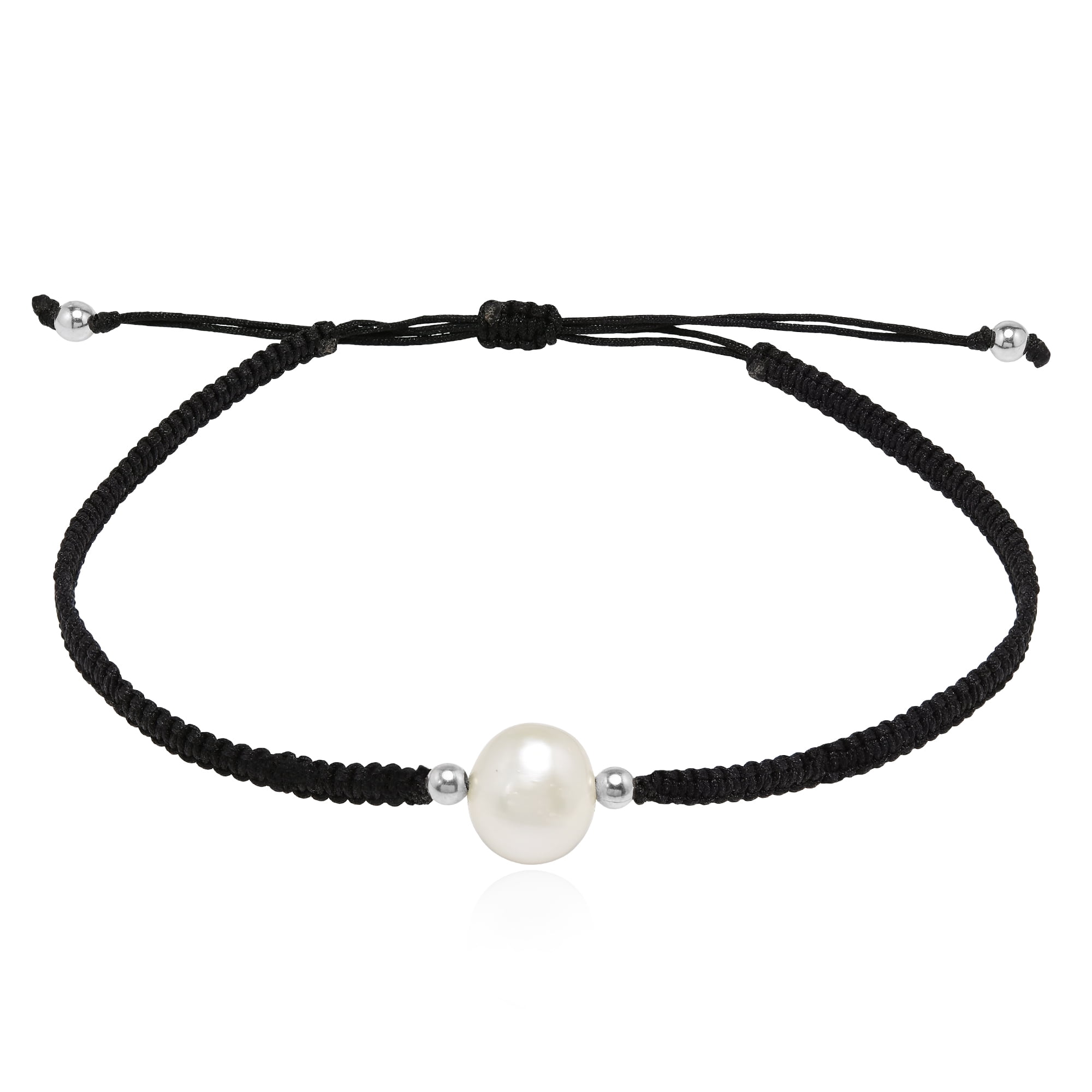 Black Cotton Rope Bracelet with Adjustable Screw Clasp, Gio